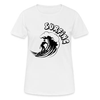 Surfing Surfboard Surfer Wassersport - Frauen T-Shirt atmungsaktiv - Weiß - Vorne - AI Model Female 172 dark (172cm)