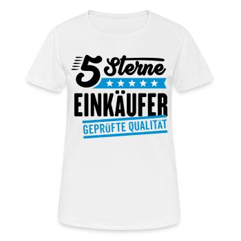 5Sterne Einkäufer - Frauen T-Shirt atmungsaktiv - Weiß - Vorne - AI Model Female 172 dark (172cm)