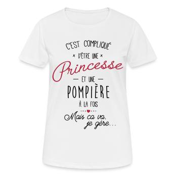 Princesse et pompière - pompier - T-shirt respirant Femme - blanc - Devant - AI Model Female 172 dark (172cm)