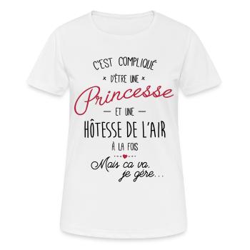 princesse et Hôtesse de l'air - T-shirt respirant Femme - blanc - Devant - AI Model Female 172 dark (172cm)