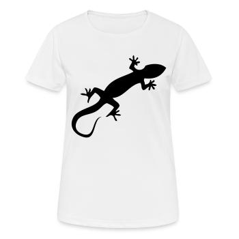 Gecko - Frauen T-Shirt atmungsaktiv - Weiß - Vorne - AI Model Female 172 dark (172cm)