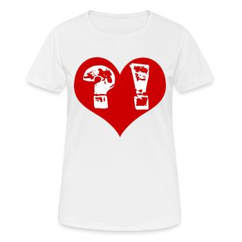 Le cœur de la question-point d’exclamation - T-shirt respirant Femme - blanc - Devant - AI Model Female 172 dark (172cm)