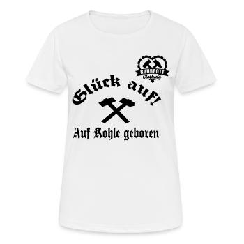 Glück auf - Auf Kohle geboren - Ruhrpott Clothing - Frauen T-Shirt atmungsaktiv - Weiß - Vorne - AI Model Female 172 dark (172cm)