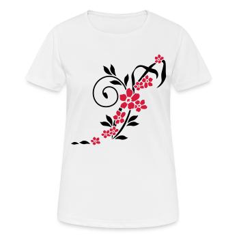 Blumenranke / Flower Tandril (2c) - Frauen T-Shirt atmungsaktiv - Weiß - Vorne - AI Model Female 172 dark (172cm)