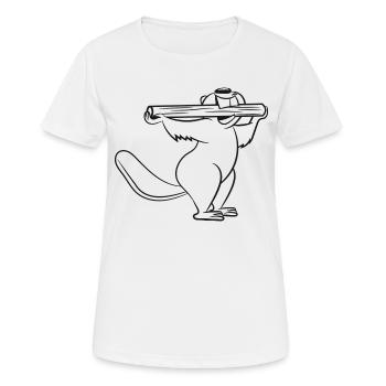 Biber lustig witzig baum stamm essen Holz Damm Was - Frauen T-Shirt atmungsaktiv - Weiß - Vorne - AI Model Female 172 dark (172cm)
