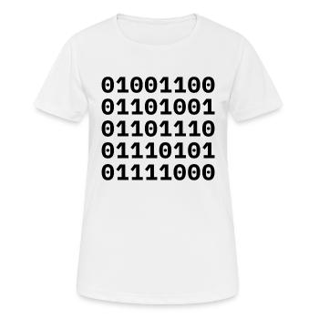 "LINUX" en code binaire. - T-shirt respirant Femme - blanc - Devant - AI Model Female 172 dark (172cm)