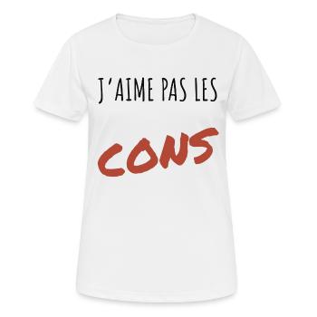 J’aime pas les cons - T-shirt respirant Femme - blanc - Devant - AI Model Female 172 dark (172cm)