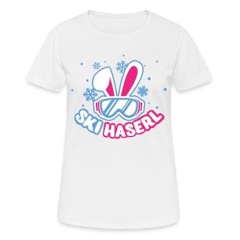Skihäschen Skihase Skihasen Skihaserl Skifahrerin - Frauen T-Shirt atmungsaktiv - Weiß - Vorne - AI Model Female 172 dark (172cm)
