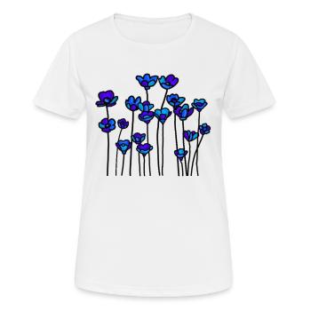 Flower meadow blue black - Women's Breathable T-Shirt - white - Front - AI Model Female 172 dark (172cm)