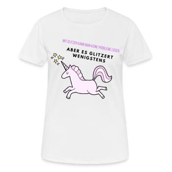 Glitzer Einhorn - Frauen T-Shirt atmungsaktiv - Weiß - Vorne - AI Model Female 172 dark (172cm)