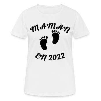 MAMAN en 2022 - T-shirt respirant Femme - blanc - Devant - AI Model Female 172 dark (172cm)