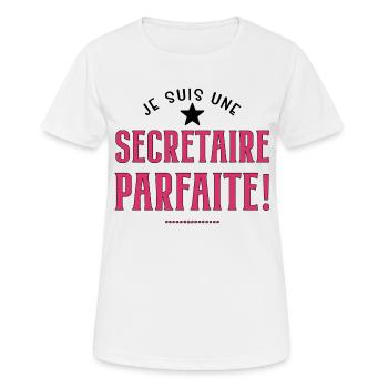 Je suis une secrétaire parfaite. Cadeau secretaire - T-shirt respirant Femme - blanc - Devant - AI Model Female 172 dark (172cm)