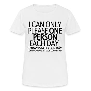 please person - Frauen T-Shirt atmungsaktiv - Weiß - Vorne - AI Model Female 172 dark (172cm)