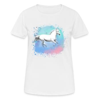 Schimmel, Pferd,weisses Pferd, Graffiti, Malerei - Frauen T-Shirt atmungsaktiv - Weiß - Vorne - AI Model Female 172 dark (172cm)