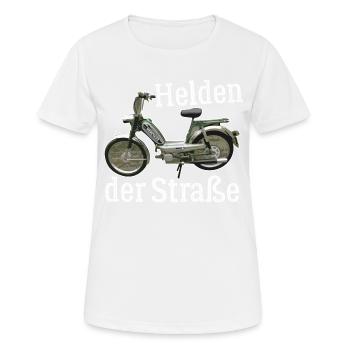 Hercules Prima 5 T-Shirt I 25 Kmh Moped - Frauen T-Shirt atmungsaktiv - Weiß - Vorne - AI Model Female 172 dark (172cm)