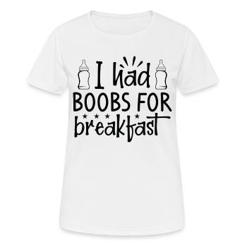 J’ai eu des seins pour le petit déjeuner - T-shirt respirant Femme - blanc - Devant - AI Model Female 172 dark (172cm)