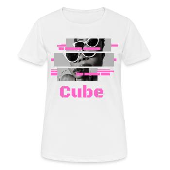 Sonnenbrille "Pink" Cube - Frauen T-Shirt atmungsaktiv - Weiß - Vorne - AI Model Female 172 dark (172cm)