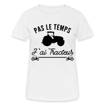 pas le temps j ai tracteur - T-shirt respirant Femme - blanc - Devant - AI Model Female 172 dark (172cm)