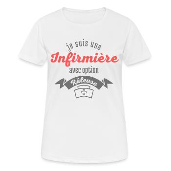 Je suis une infirmière avec option raleuse - T-shirt respirant Femme - blanc - Devant - AI Model Female 172 dark (172cm)