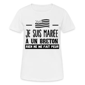 Femme de Bretagne mariage - T-shirt respirant Femme - blanc - Devant - AI Model Female 172 dark (172cm)