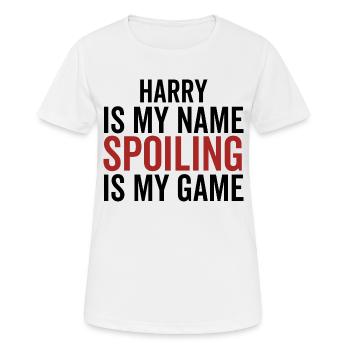 Harry est mon nom Spoiling est mon jeu - T-shirt respirant Femme - blanc - Devant - AI Model Female 172 dark (172cm)