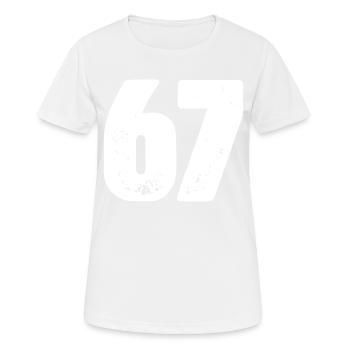67 Maillot numéro - T-shirt respirant Femme - blanc - Devant - AI Model Female 172 dark (172cm)