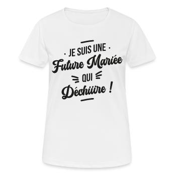 cadeau tenue enterrement de vie de jeune fille - T-shirt respirant Femme - blanc - Devant - AI Model Female 172 dark (172cm)