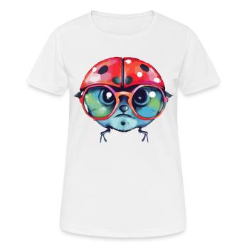Iza Marienkäfer mit Brille - Frauen T-Shirt atmungsaktiv - Weiß - Vorne - AI Model Female 172 dark (172cm)