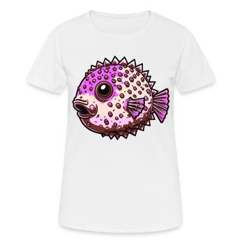 Le poisson-globe toxique et gonflé est défensif - T-shirt respirant Femme - blanc - Devant - AI Model Female 172 dark (172cm)