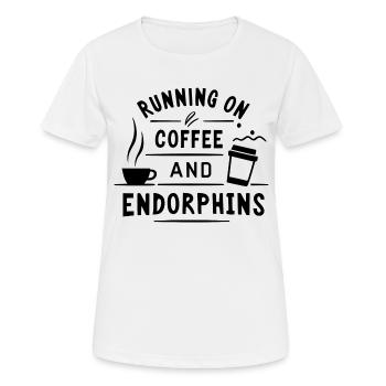 Laufen mit Kaffee - Frauen T-Shirt atmungsaktiv - Weiß - Vorne - AI Model Female 172 dark (172cm)