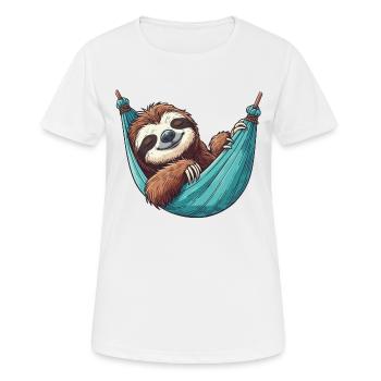 Paresseux dormant dans un pyjama hamac - T-shirt respirant Femme - blanc - Devant - AI Model Female 172 dark (172cm)