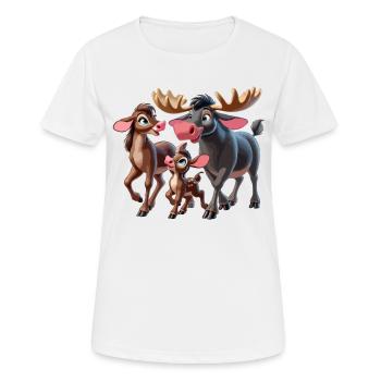 Famille d’orignaux - T-shirt respirant Femme - blanc - Devant - AI Model Female 172 dark (172cm)