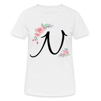 Letter n flowers - Women's Breathable T-Shirt - white - Front - AI Model Female 172 dark (172cm)