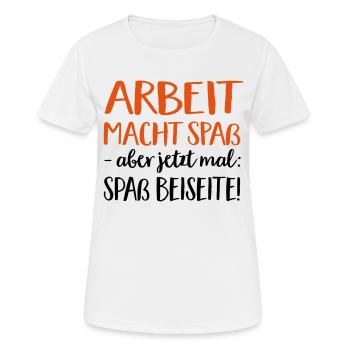 Arbeit - Frauen T-Shirt atmungsaktiv - Weiß - Vorne - AI Model Female 172 dark (172cm)
