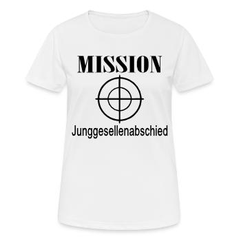 Junggesellenabschied: Mission (1f) - Frauen T-Shirt atmungsaktiv - Weiß - Vorne - AI Model Female 172 dark (172cm)