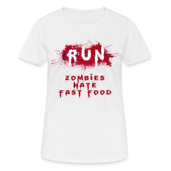 Zombies hate Fastfood ZOMBIE - Frauen T-Shirt atmungsaktiv - Weiß - Vorne - AI Model Female 172 dark (172cm)