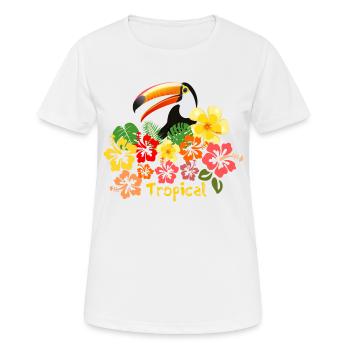 Toucan hibiscus fleurs été vacances forêt tropicale - T-shirt respirant Femme - blanc - Devant - AI Model Female 172 dark (172cm)