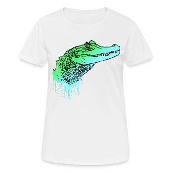 Krokodil Kroko Echse Alligator - Frauen T-Shirt atmungsaktiv - Weiß - Vorne - AI Model Female 172 dark (172cm)