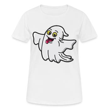 Doux petit fantôme tire la langue - T-shirt respirant Femme - blanc - Devant - AI Model Female 172 dark (172cm)