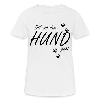 die mit dem hund geht - Frauen T-Shirt atmungsaktiv - Weiß - Vorne - AI Model Female 172 dark (172cm)