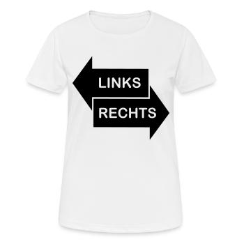 Links - Rechts - Frauen T-Shirt atmungsaktiv - Weiß - Vorne - AI Model Female 172 dark (172cm)