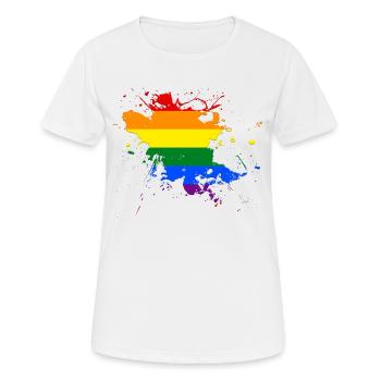 Regenbogenfahne als Farbklecks - Frauen T-Shirt atmungsaktiv - Weiß - Vorne - AI Model Female 172 dark (172cm)
