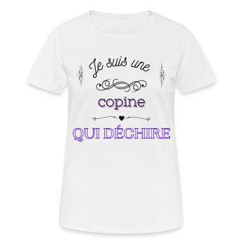 je suis une copine qui déchire - T-shirt respirant Femme - blanc - Devant - AI Model Female 172 dark (172cm)