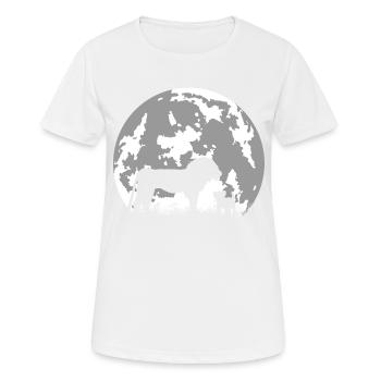 lion and his lion cub in front of full moon - nature - Women's Breathable T-Shirt - white - Front - AI Model Female 172 dark (172cm)