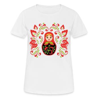 Matryochka cadeau URSS Russie poupée - T-shirt respirant Femme - blanc - Devant - AI Model Female 172 dark (172cm)