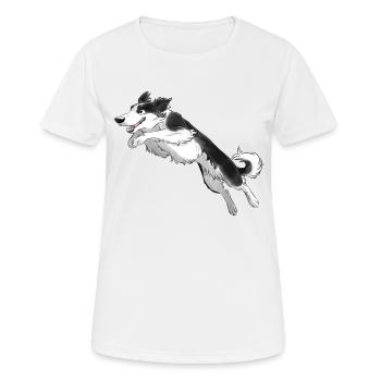 Sporthund - Border Halskette - Schwarz - Frauen T-Shirt atmungsaktiv - Weiß - Vorne - AI Model Female 172 dark (172cm)