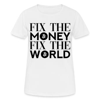 Fix The Money Fix The World - Bitcoin Love - Women's Breathable T-Shirt - white - Front - AI Model Female 172 dark (172cm)