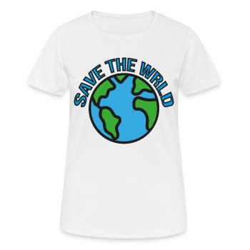 Enregistrer le WRLD - T-shirt respirant Femme - blanc - Devant - AI Model Female 172 dark (172cm)