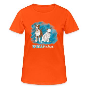 Bulitastisch - Frauen T-Shirt atmungsaktiv - Neonorange - Vorne - AI Model Female 172 dark (172cm)