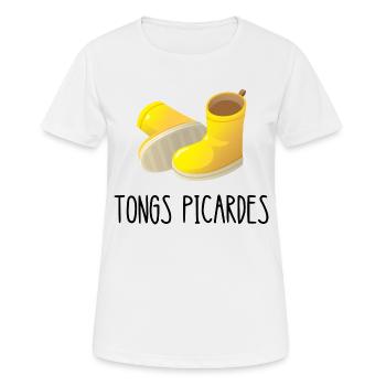 tongs picardes - T-shirt respirant Femme - blanc - Devant - AI Model Female 172 dark (172cm)